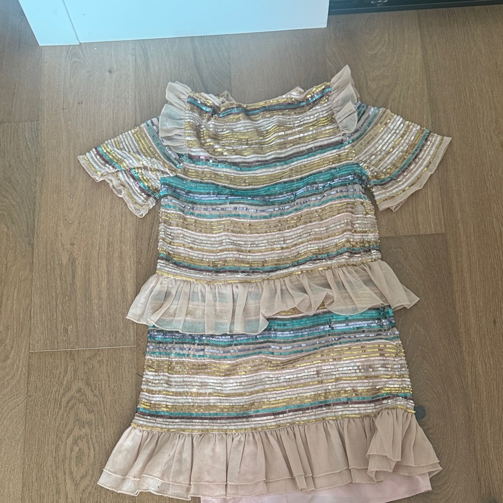 Tularosa Multicolor Striped Mini Dress with Ruffles - Picture 5 of 5